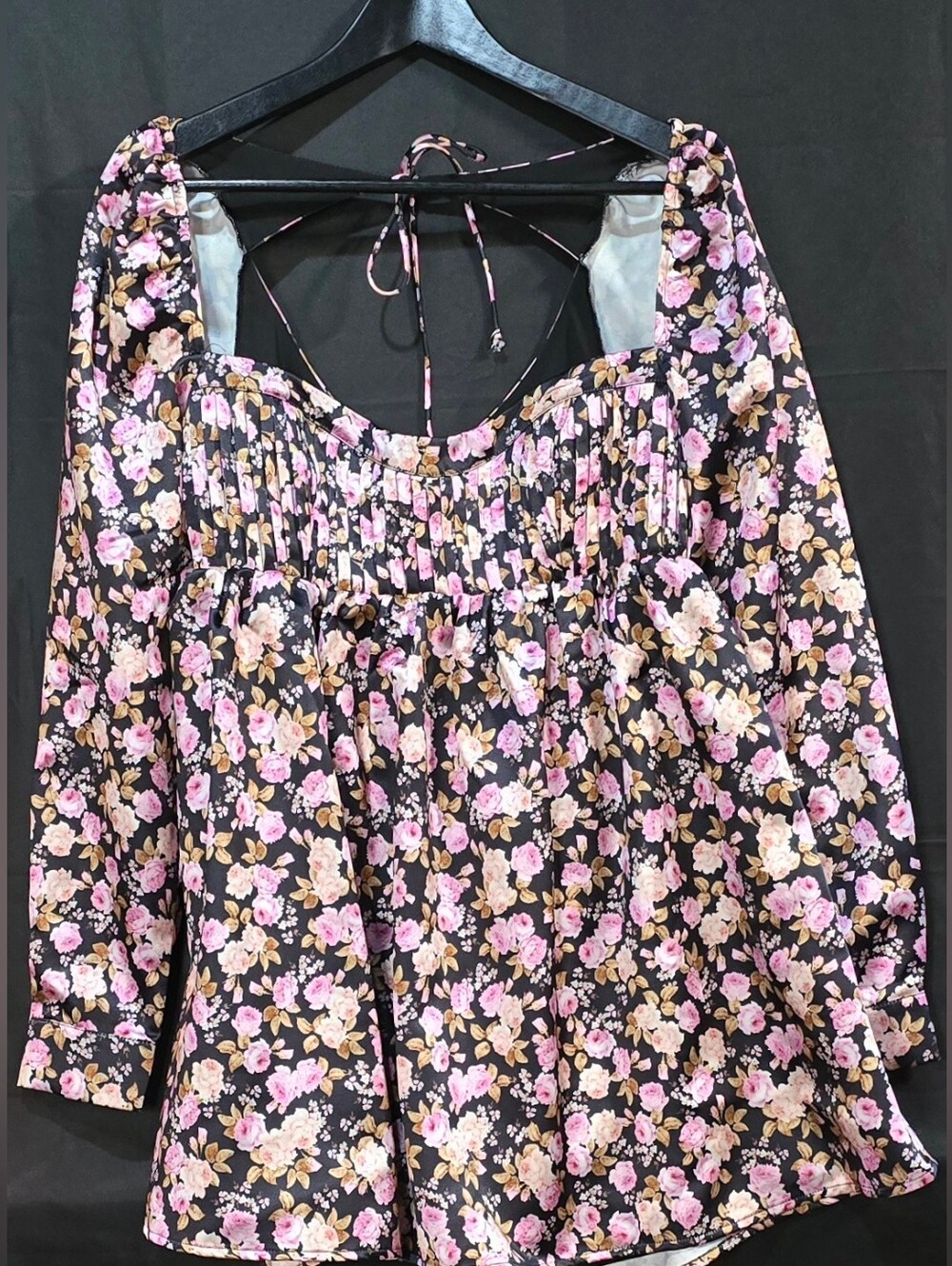 For Love & Lemons Kate Floral Heart Cutout Back Mini Dress